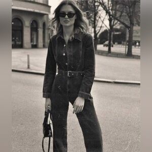 Zara Anthracite Denim Jumpsuit